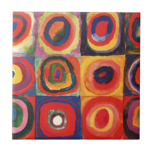 Kandinsky Kleuronderzoek Vierkanten Cirkels Kunst Tegeltje