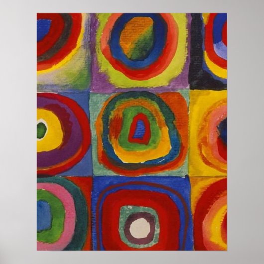 Kandinsky Kleuronderzoek Vierkanten Kleurrijke Vie Poster (Voorkant)