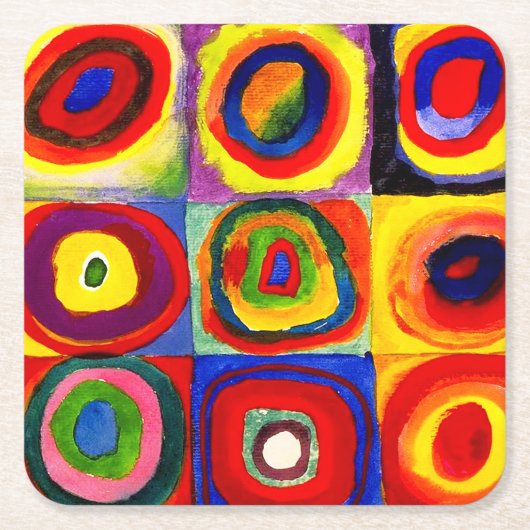 Kandinsky Kleuronderzoek Vierkanten Vierkanten Cir Kartonnen Onderzetters (Voorkant)