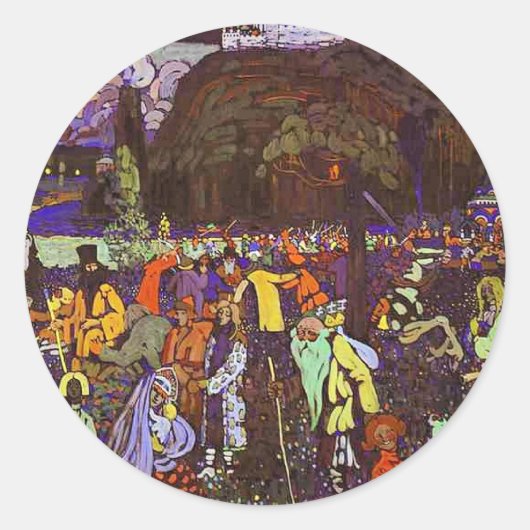 Kandinsky - Kleurrijk Leven, Ronde Sticker (Voorkant)