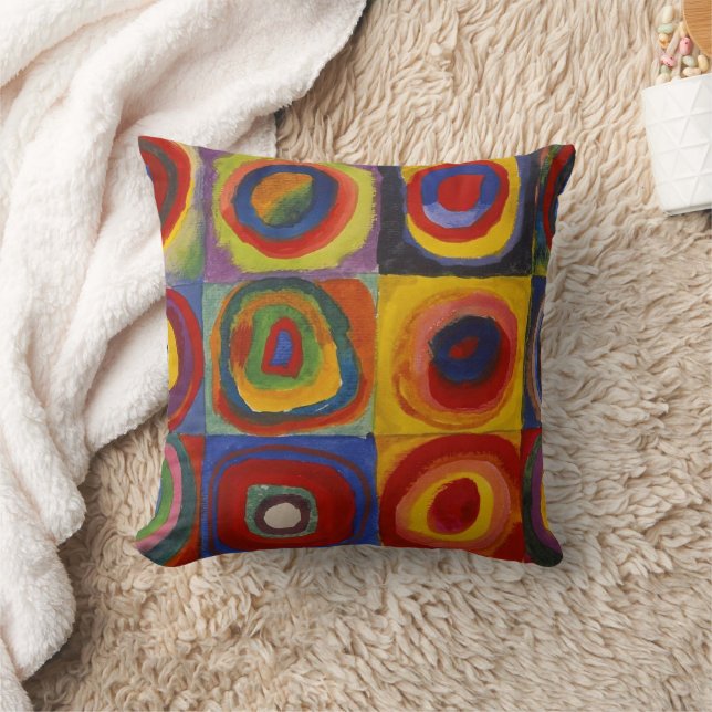 Kandinsky Kleurstudie Vierkanten Kleurrijke Vierka Kussen (Deken)