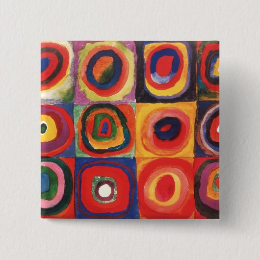 Kandinsky Kleurstudie Vierkanten Squares Cirkels K Vierkante Button 5,1 Cm (Voorkant)