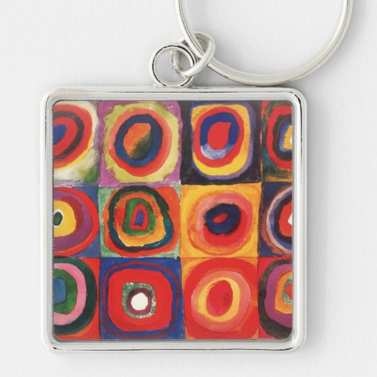 Kandinsky Kleurstudie Vierkanten Vierkanten Cirkel Sleutelhanger (Voorkant)