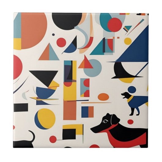 Kandinsky kunst & Hondenliefhebber / Tegeltje (Voorkant)