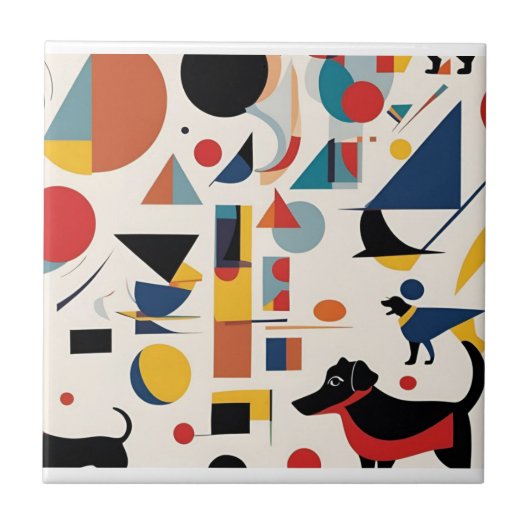 Kandinsky kunst & Hondenliefhebber / Tegeltje (Voorkant)