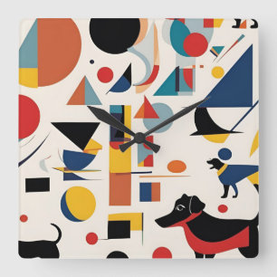 Kandinsky Kunst mode / Hondenliefhebber cadeau Vierkante Klok
