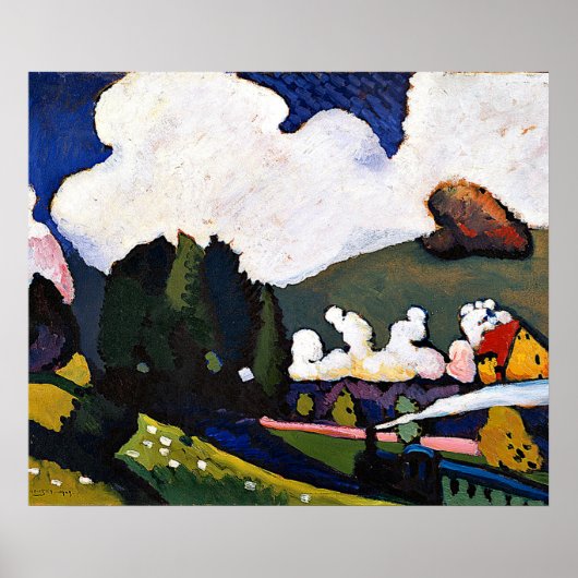 Kandinsky - Landscape near Murnau with Locomotive Poster (Voorkant)