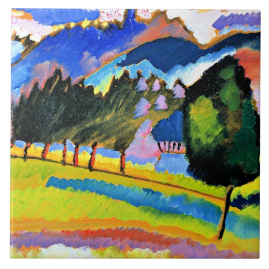 Kandinsky - Landschap met glooiende heuvels Tegeltje (Voorkant)