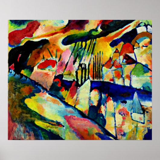 Kandinsky - Landschap met Regen Poster (Voorkant)