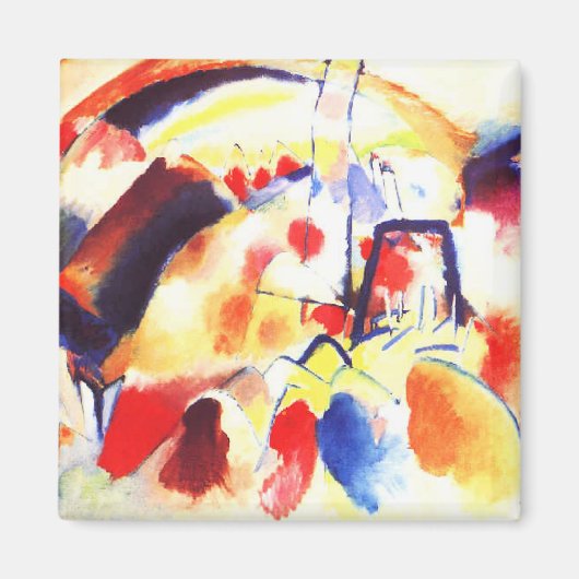 Kandinsky - Landschap met rode vlekken Magneet (Voorkant)