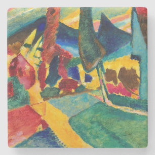 Kandinsky landschap met twee populieren stenen onderzetter