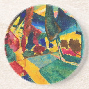 Kandinsky Landschap met Twee Populieren Zandsteen Onderzetter