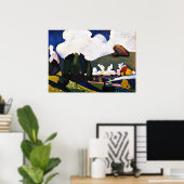 Kandinsky - Landschap nabij Murnau met locomotief Poster (Thuiskantoor)