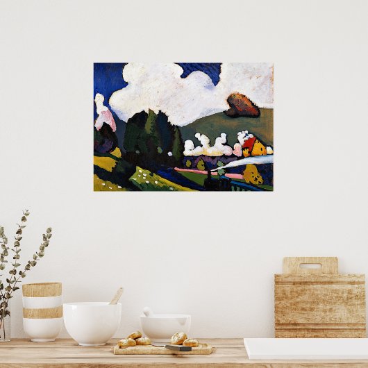Kandinsky - Landschap nabij Murnau met locomotief Poster (Keuken)