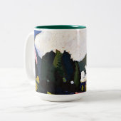 Kandinsky - Landschap nabij Murnau met locomotief Tweekleurige Koffiemok (Voorkant links)