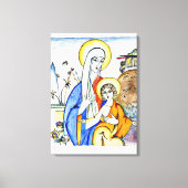 Kandinsky - Madonna en Child, prachtig schilderij Canvas Afdruk (Voorkant)