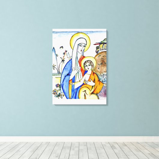 Kandinsky - Madonna en Child, prachtig schilderij Canvas Afdruk (Insitu (Houten vloer))
