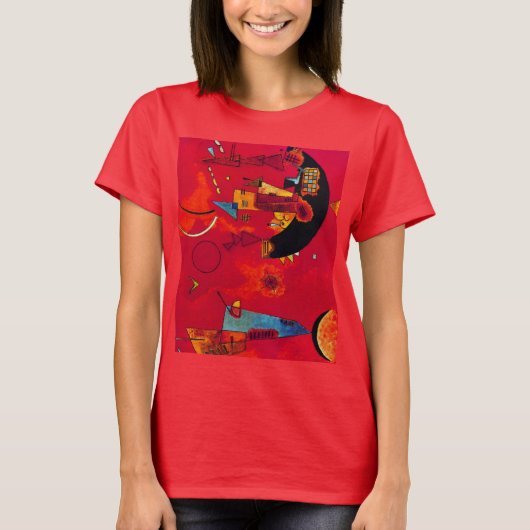 Kandinsky Mit & Gegen Red Color Abstract schildere T-shirt (Voorkant)