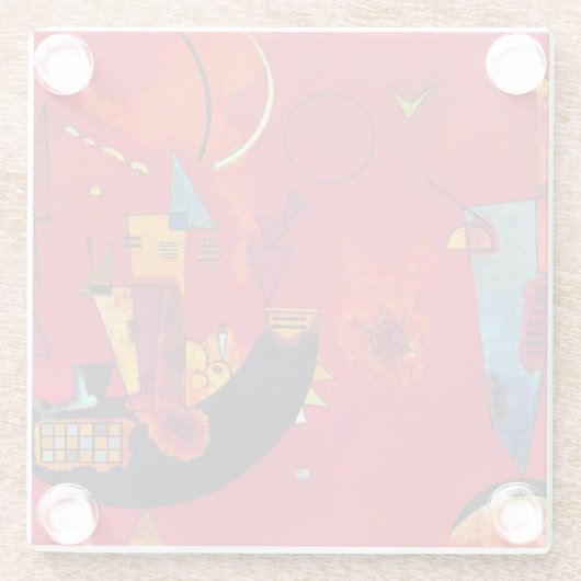 Kandinsky Mit und Gegen Red Abstract schilderen Glazen Onderzetter (Achterkant)