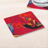Kandinsky Mit und Gegen Red Abstract schilderen Kartonnen Onderzetters (Schuin)