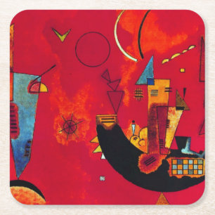Kandinsky Mit und Gegen Red Abstract schilderen Kartonnen Onderzetters