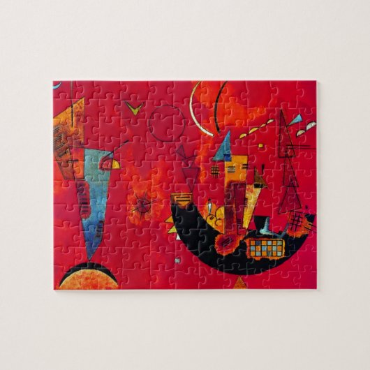 Kandinsky Mit und Gegen Red Abstract schilderen Legpuzzel (Horizontaal)