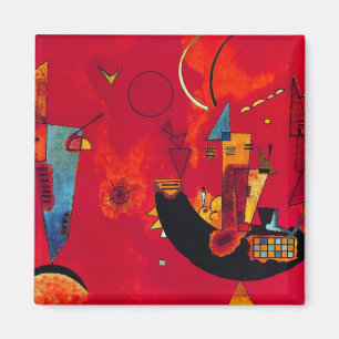 Kandinsky Mit und Gegen Red Abstract schilderen Magneet
