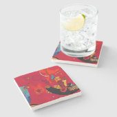 Kandinsky Mit und Gegen Red Abstract schilderen Stenen Onderzetter (Zijkant)