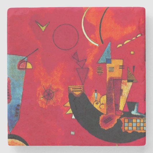 Kandinsky Mit und Gegen Red Abstract schilderen Stenen Onderzetter (Voorkant)