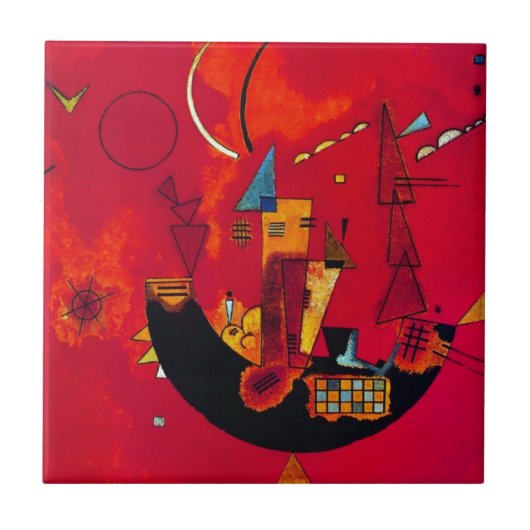 Kandinsky Mit und Gegen Red Abstract schilderen Tegeltje (Voorkant)
