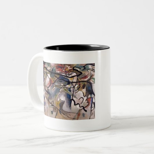 Kandinsky Modern Abstract kleurrijk kunstwerk Tweekleurige Koffiemok (Voorkant links)