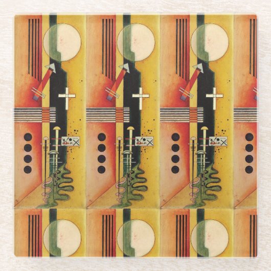 Kandinsky Modern Abstract schilderwerk Glazen Onderzetter (Voorkant)