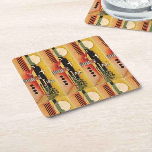 Kandinsky Modern Abstract schilderwerk Kartonnen Onderzetters (Schuin)