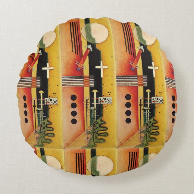 Kandinsky Modern Abstract schilderwerk Rond Kussen (Voorkant)