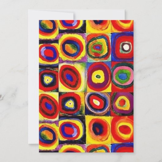 Kandinsky Moderne Vierkantjes Cirkels Kleurrijk Kaart (Voorkant)