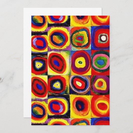 Kandinsky Moderne Vierkantjes Cirkels Kleurrijk Kaart (Voorkant / Achterkant)