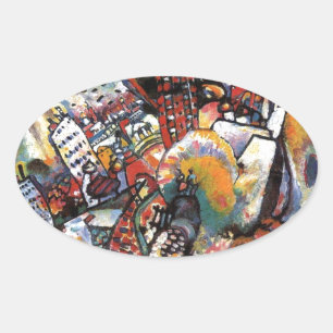 Kandinsky Moskou I Cityscape Abstract schilderen Ovale Sticker