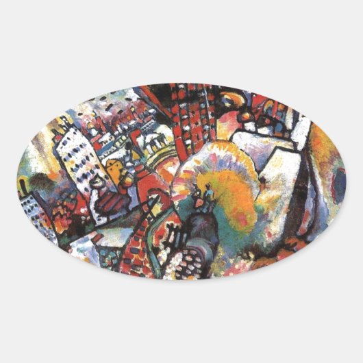 Kandinsky Moskou I Cityscape Abstract schilderen Ovale Sticker (Voorkant)