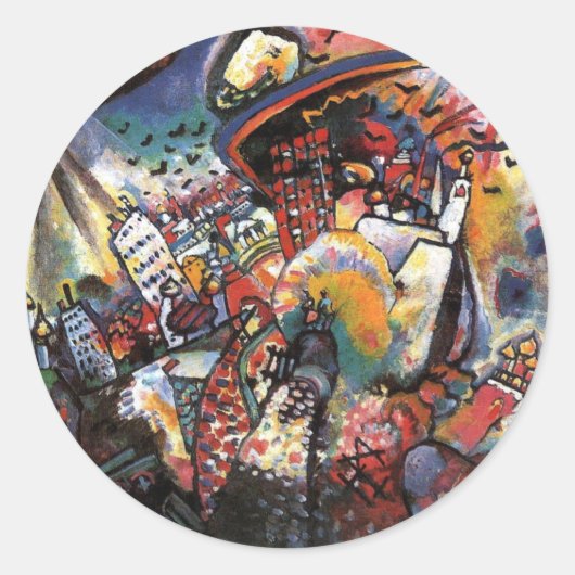 Kandinsky Moskou I Cityscape Abstract schilderen Ronde Sticker (Voorkant)