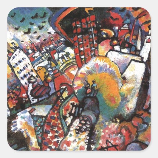 Kandinsky Moskou I Cityscape Abstract schilderen Vierkante Sticker (Voorkant)