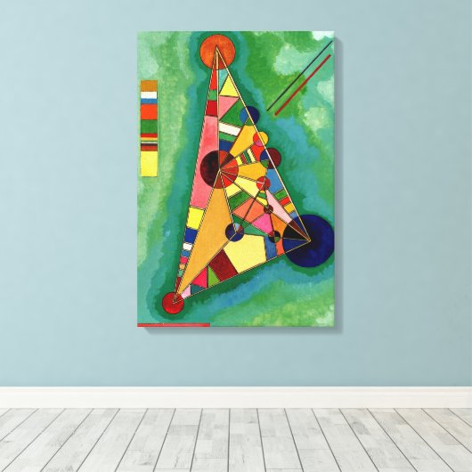 Kandinsky - Multicolored driehoek Canvas Afdruk (Insitu (Houten vloer))