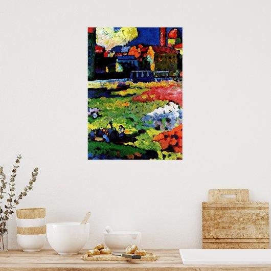 Kandinsky - München-Schwabing met de kerk Poster (Keuken)