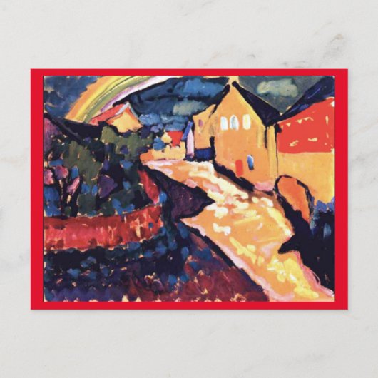 Kandinsky, Murnau met regenboog, fijne kunst Briefkaart (Voorkant)