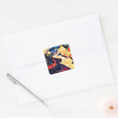 Kandinsky - Murnau met regenboog, Vierkante Sticker (Envelop)
