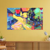 Kandinsky - Murnau Straat met Vrouwen, 1908, Canvas Afdruk (Insitu (Woonkamer))