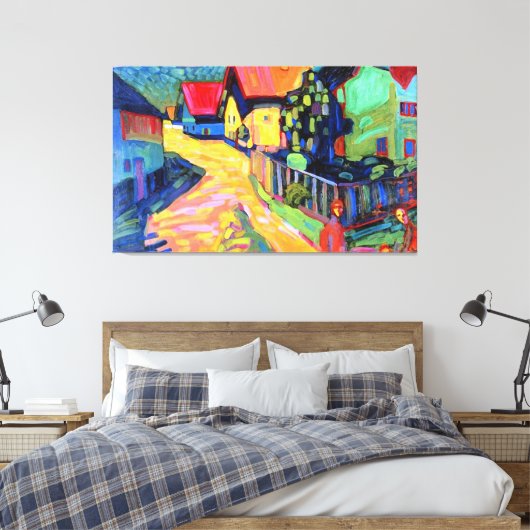 Kandinsky - Murnau Straat met Vrouwen, 1908, Canvas Afdruk (Insitu (Slaapkamer))