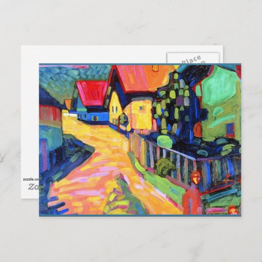 Kandinsky - Murnau Straat met Vrouwen, 1908 kunstw Briefkaart (Voorkant / Achterkant)