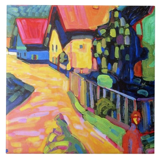 Kandinsky - Murnau Street with Women, 1908, Tegeltje (Voorkant)