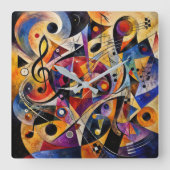 Kandinsky Muzikale Abstracte Kunst Vierkante Klok (Voorkant)
