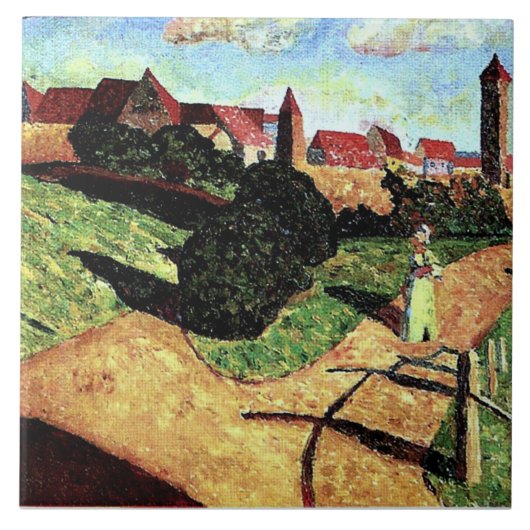 Kandinsky - Old Town II, kleurrijk schilderij, Tegeltje (Voorkant)